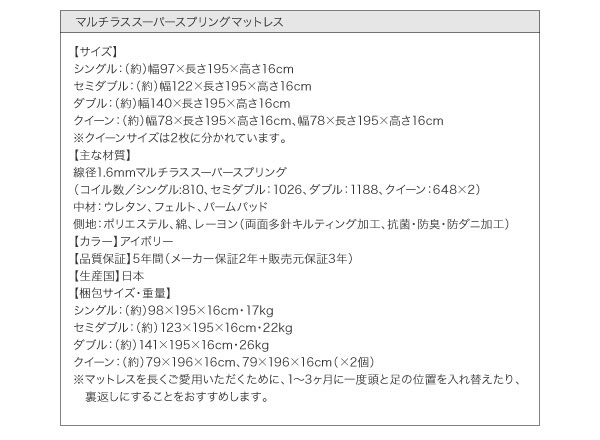 マルチラススーパースプリングマットレス付き